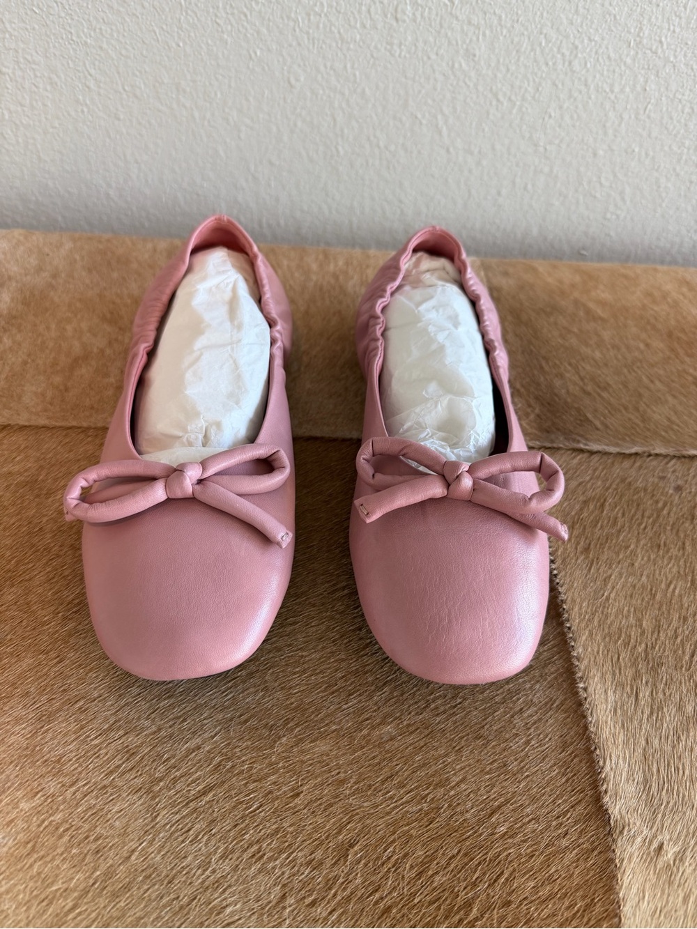 PRADA Pink Bow Front Leather Ballet Shoe-Good Condition-Size 37.5 - Picture 2 of 8